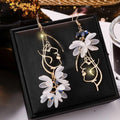 Nouvelles boucles d'oreilles pendantes asymétriques en forme de fleur coréenne pour femmes Longues avec pompon papillon, perle d'imitation, chat, pour fête, bijoux