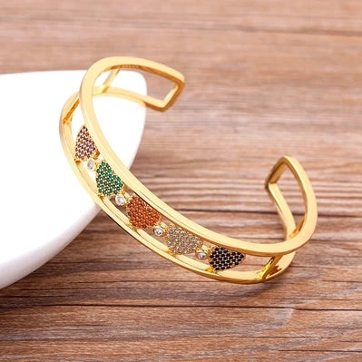 Nidin Nouveau Design de Mode Luxe Marque Manchette Bracelets Tendance Cuivre Zircon Cubique Bracelets Pour Femmes Fête Anniversaire Bijoux Cadeau