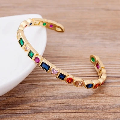 Nidin Nouveau Design de Mode Luxe Marque Manchette Bracelets Tendance Cuivre Zircon Cubique Bracelets Pour Femmes Fête Anniversaire Bijoux Cadeau