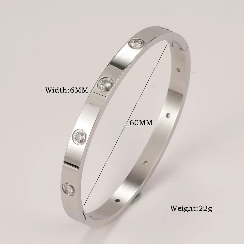 XUANHUA Bracelets Joncs en Acier Inoxydable pour Femmes Bijoux de Mode Breloque Accessoires Bijoux Bracelet en Cristal Aime