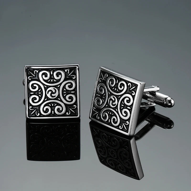 Boutons de manchette chemise française classique Émail rouge bleu noir peint à la main de haute qualité boutons en métal accessoires vestimentaires pour hommes bijoux