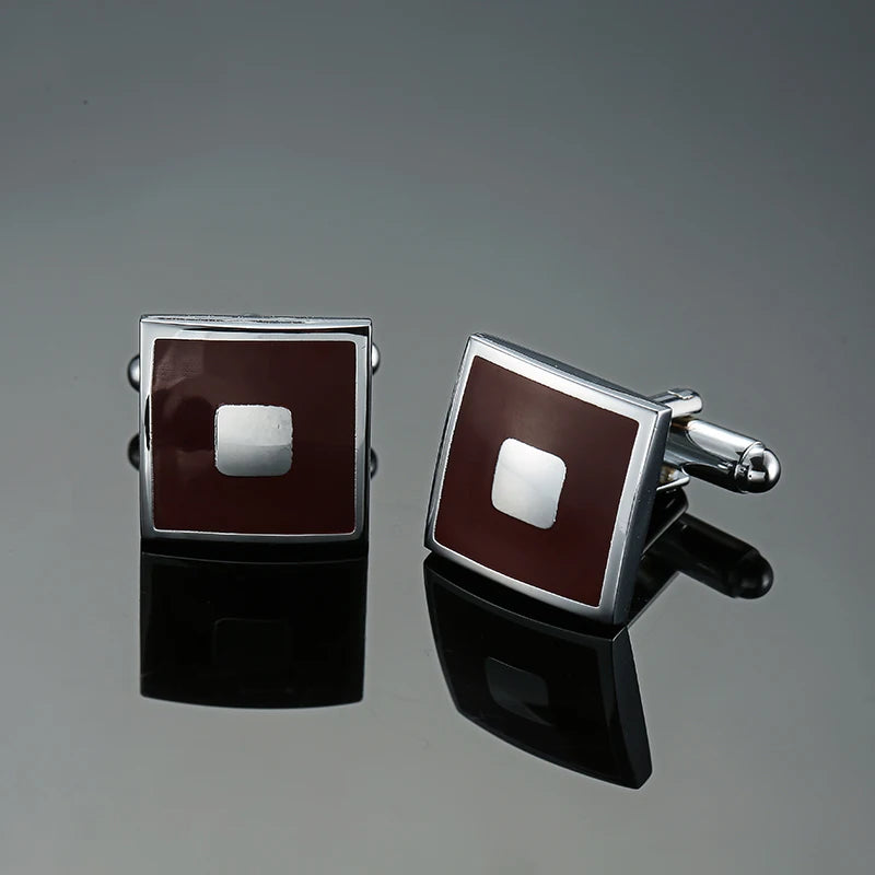 Boutons de manchette chemise française classique Émail rouge bleu noir peint à la main de haute qualité boutons en métal accessoires vestimentaires pour hommes bijoux