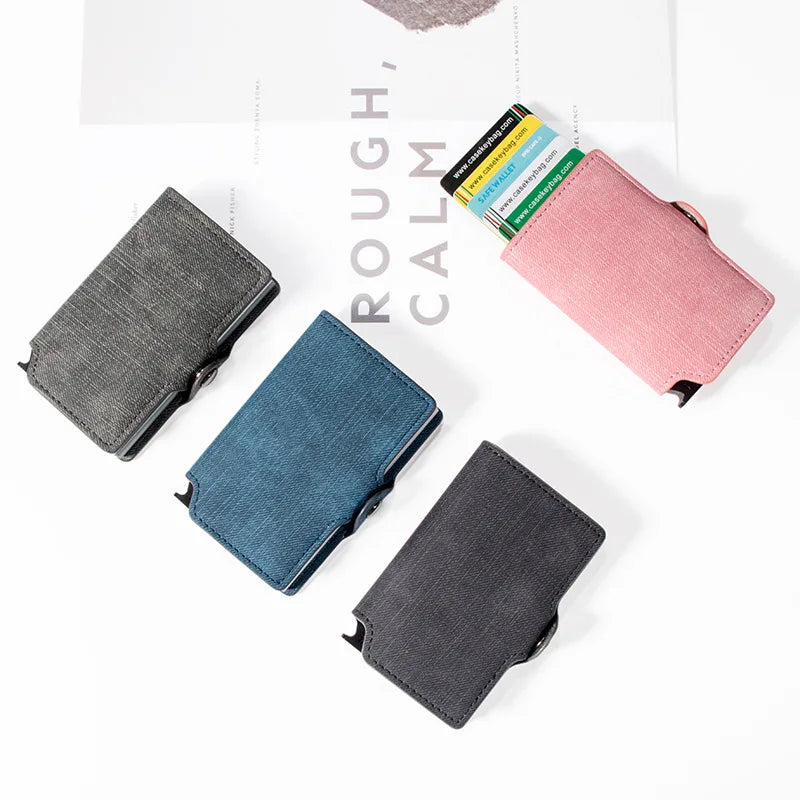 Porte-cartes en cuir RFID pour femmes, couleur unie, vintage, court, avec fermoir, pour dames et jeunes filles, rose, pochette