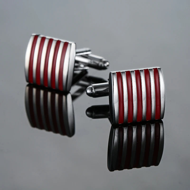 Boutons de manchette chemise française classique Émail rouge bleu noir peint à la main de haute qualité boutons en métal accessoires vestimentaires pour hommes bijoux