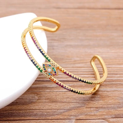 Nidin Nouveau Design de Mode Luxe Marque Manchette Bracelets Tendance Cuivre Zircon Cubique Bracelets Pour Femmes Fête Anniversaire Bijoux Cadeau