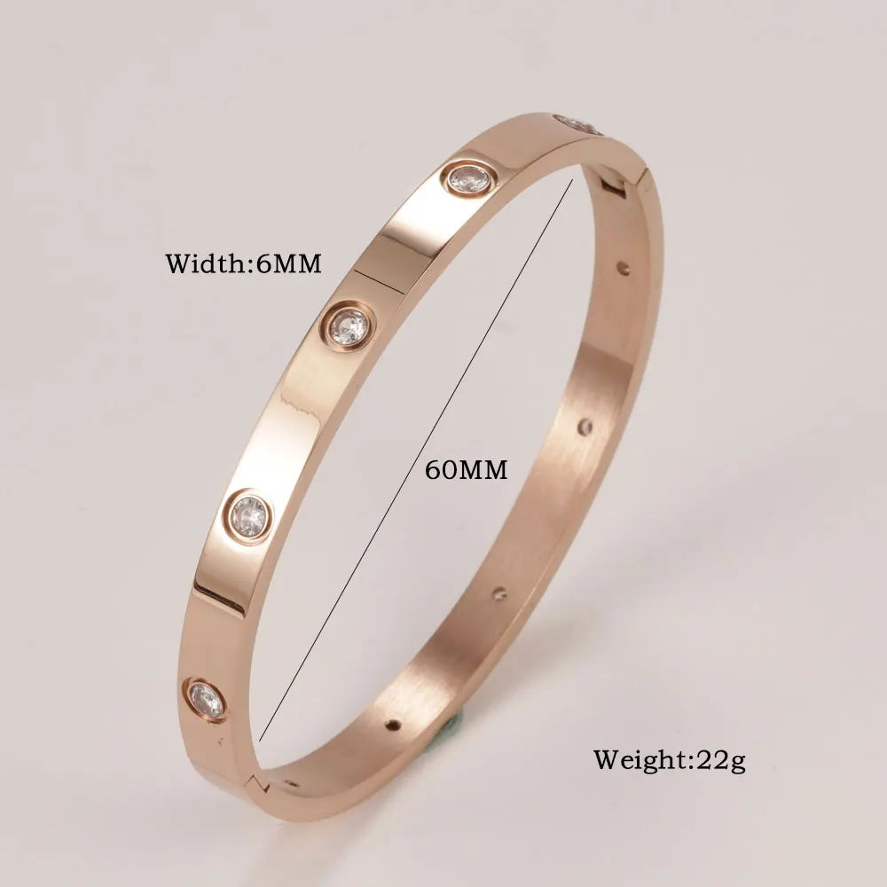 XUANHUA Bracelets Joncs en Acier Inoxydable pour Femmes Bijoux de Mode Breloque Accessoires Bijoux Bracelet en Cristal Aime