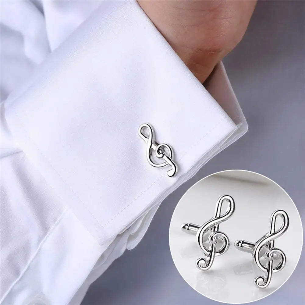 1pc Mode Hommes Boutons de Manchette Argenté Musique Note Chemise Boutons de Manchette Hommes Bijoux Bouton de Manchette Cadeau D'affaires Mariage Bouton Cadeau