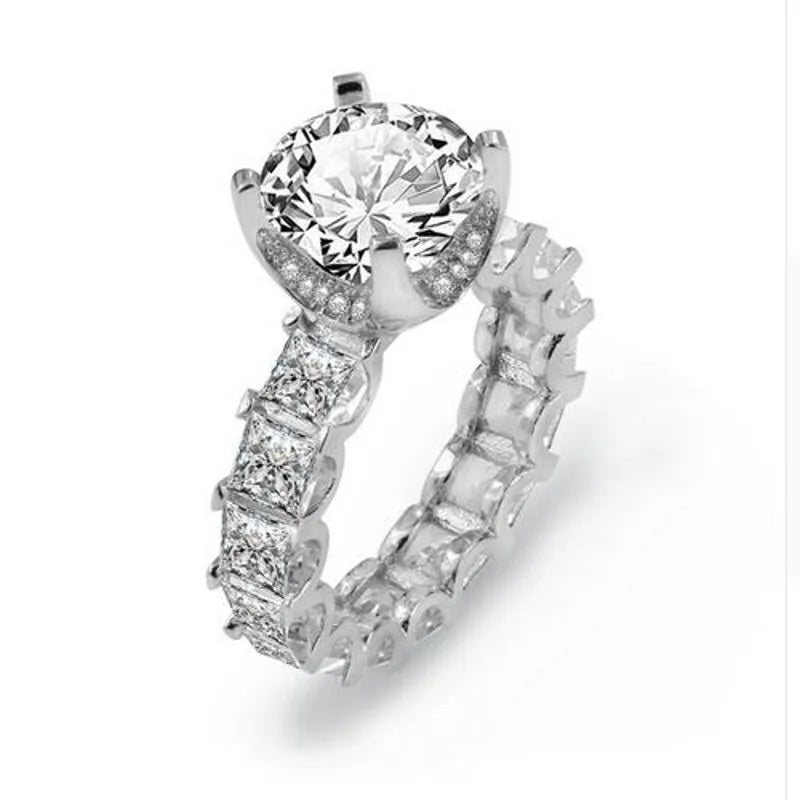 choucong Ensembles de 3 bagues de déclaration en argent sterling 925, taille princesse AAAAA cz, bagues de fiançailles et de mariage pour femmes