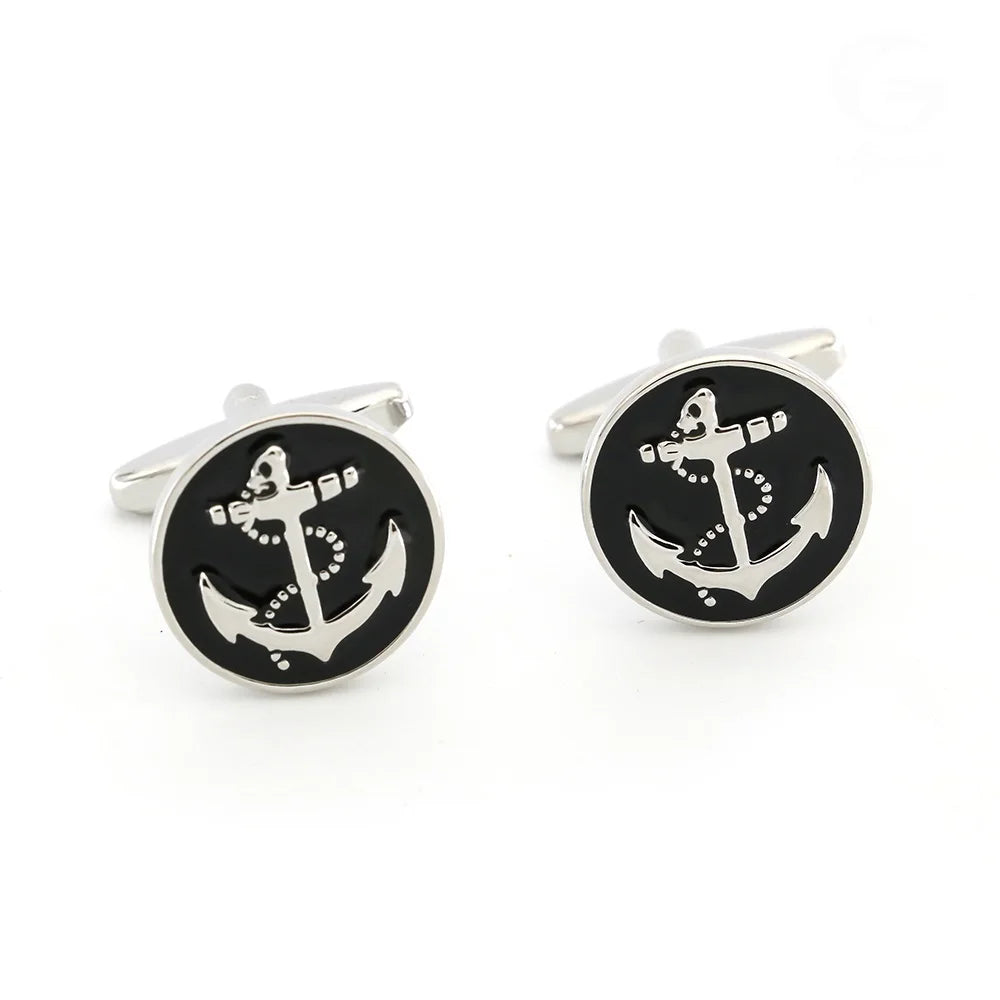 Boutons de manchette noirs pour hommes, en laiton de qualité, divers modèles vintage, vente en gros et au détail.