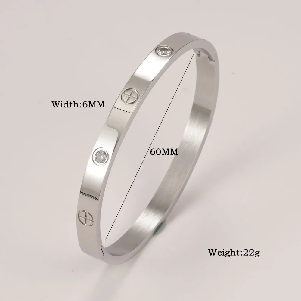 XUANHUA Bracelets Joncs en Acier Inoxydable pour Femmes Bijoux de Mode Breloque Accessoires Bijoux Bracelet en Cristal Aime