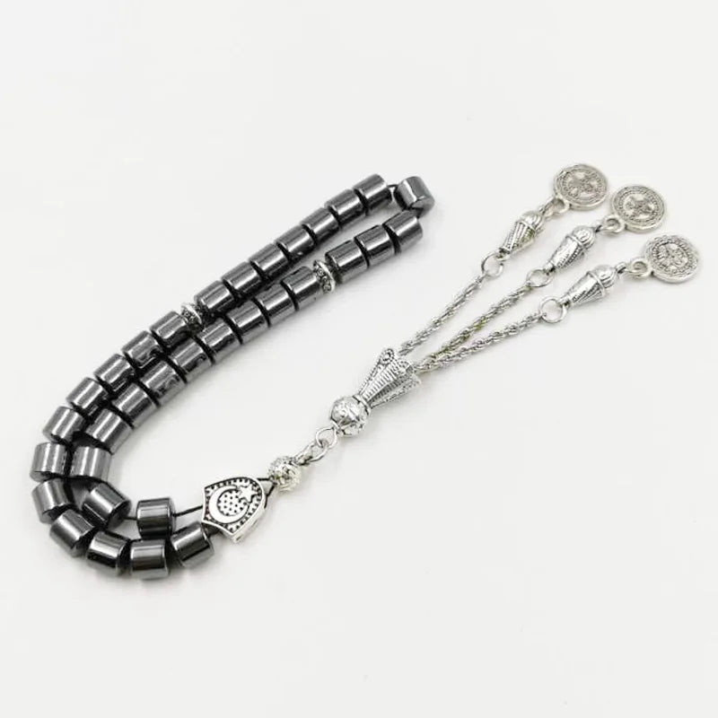 Natural Hematite Tasbih Ramadan special price For Muslim 33 prayer beads Islamic Rosary gift pocket Misbaha Eid accessories