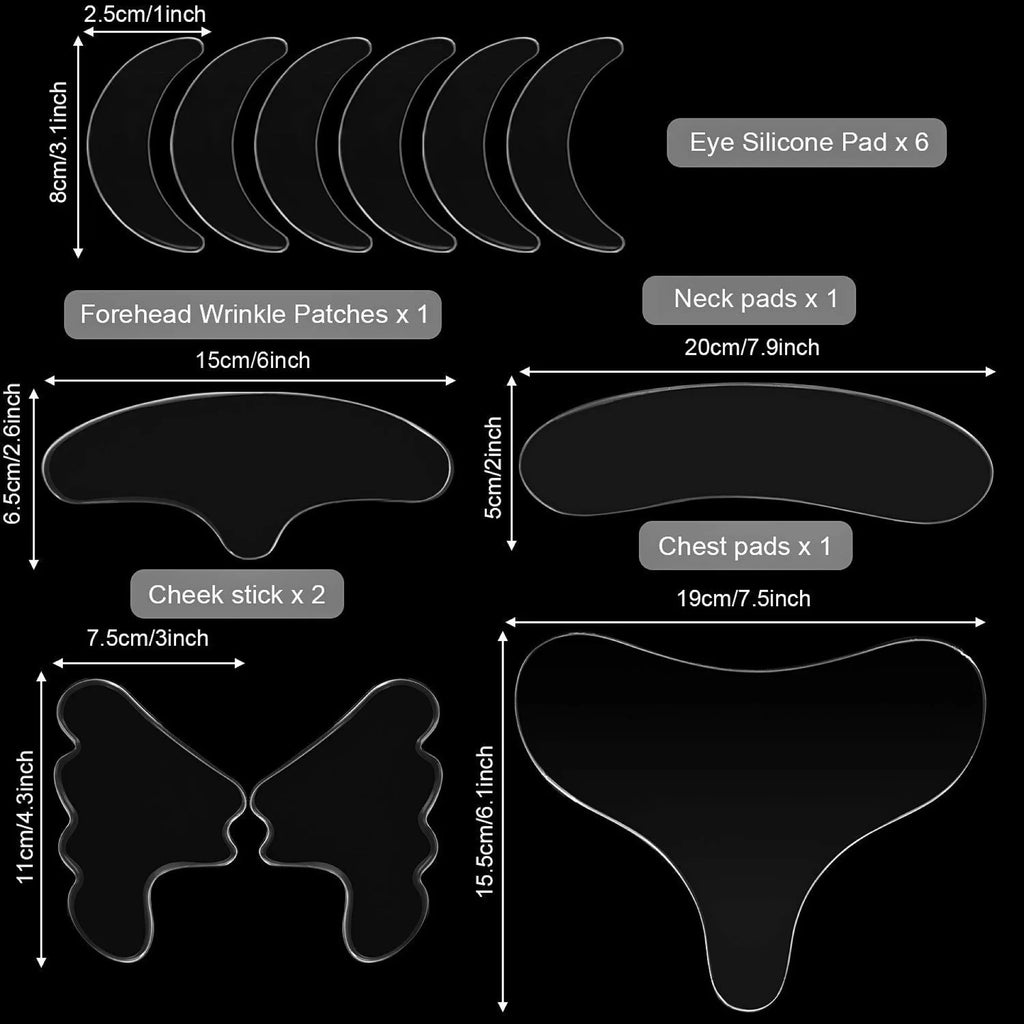 Patchs réutilisables anti-rides pour les yeux, le menton et le front, 100 % silicone de qualité médicale, invisibles pour le lifting du visage