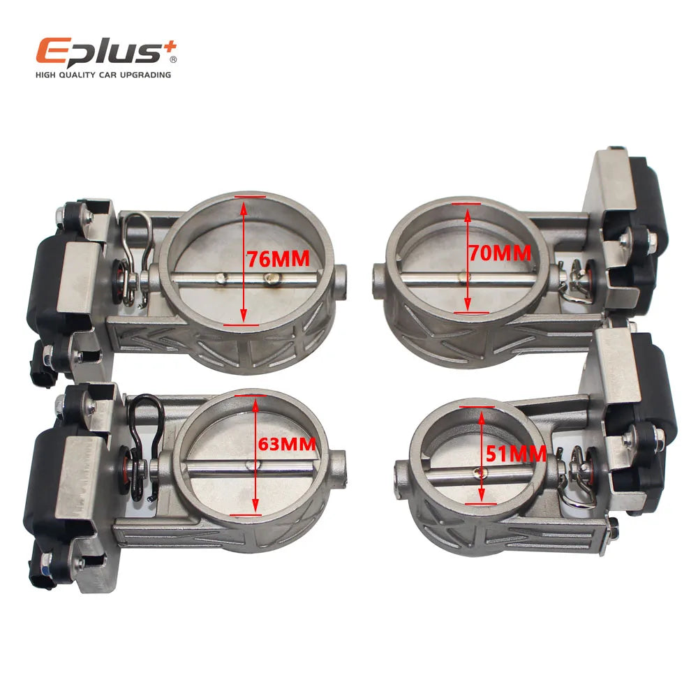 EPLUS Car Exhaust Pipe Valve Electric Kit Universal Multi-angle Mode 51 63 76MM Controller Device Remote Kit