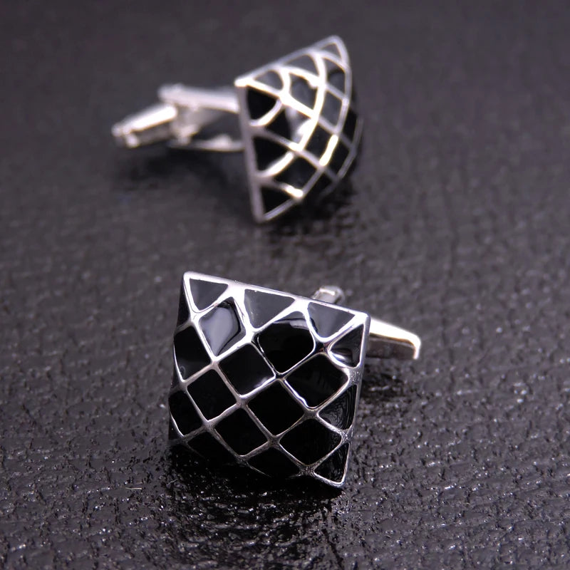 Boutons de manchette chemise française classique Émail rouge bleu noir peint à la main de haute qualité boutons en métal accessoires vestimentaires pour hommes bijoux