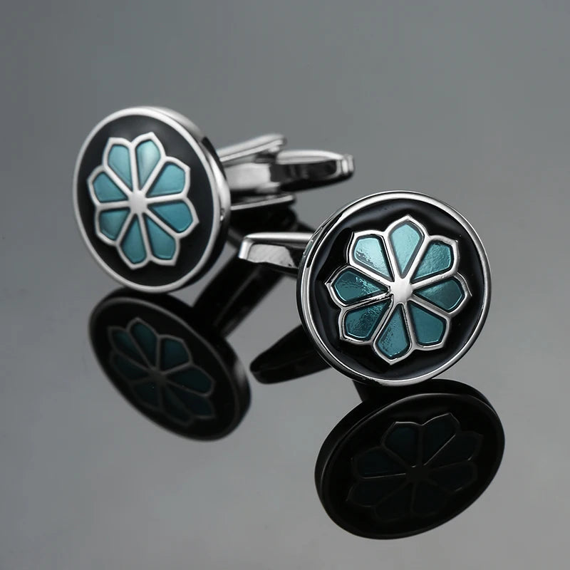 Boutons de manchette chemise française classique Émail rouge bleu noir peint à la main de haute qualité boutons en métal accessoires vestimentaires pour hommes bijoux