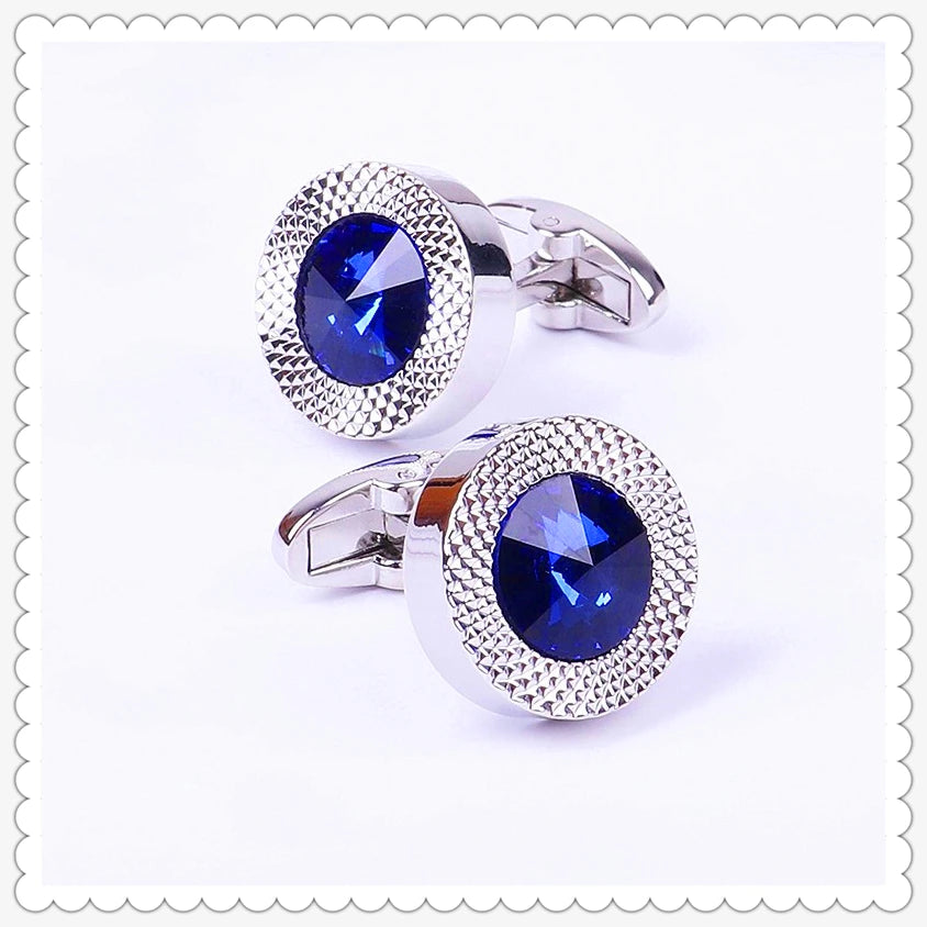 Marque Boutons de manchette bleus en cristal conique Homme Avocat Classique Prisme Bouton de manchette Designer Chemise Homme Haute Qualité Liens de manchette coniques