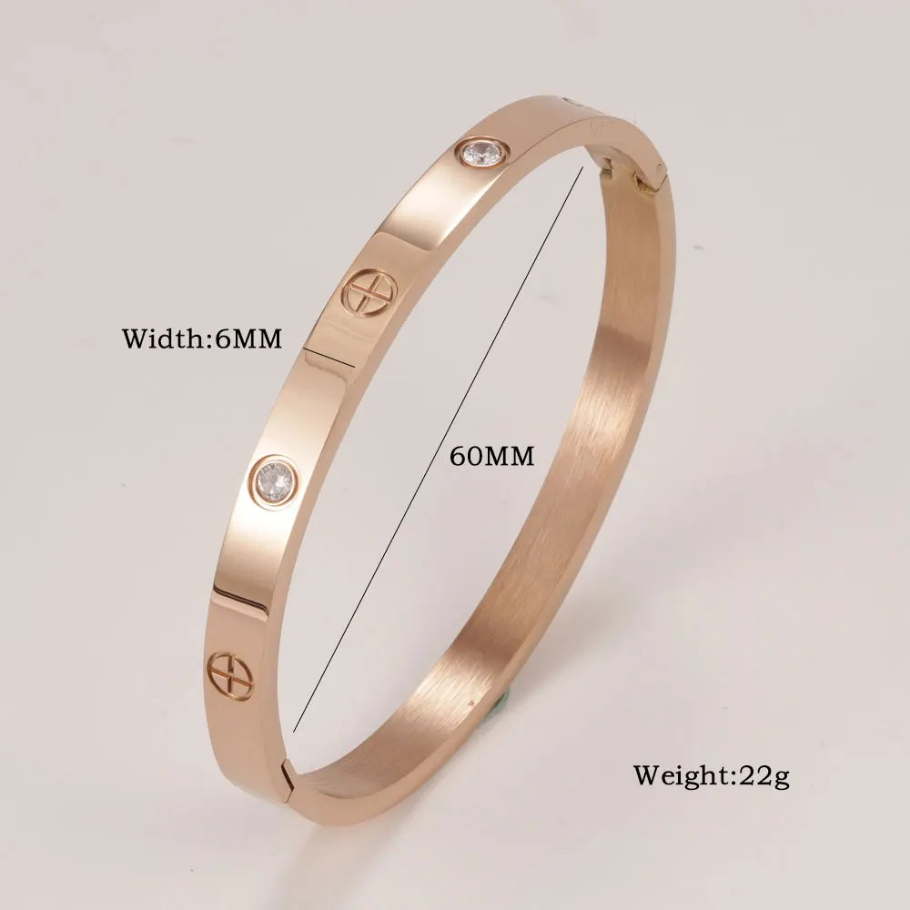 XUANHUA Bracelets Joncs en Acier Inoxydable pour Femmes Bijoux de Mode Breloque Accessoires Bijoux Bracelet en Cristal Aime