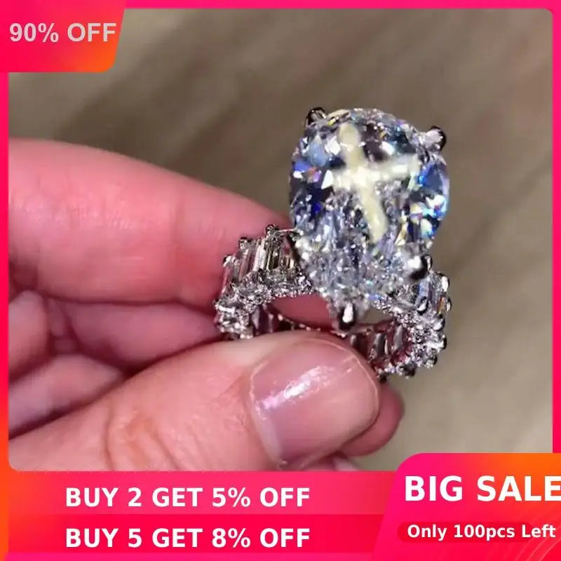 Bague vintage en forme de goutte d'eau avec diamant de laboratoire de 8 carats en argent sterling 925 Bijoux de fiançailles Anneaux de mariage pour femmes Cadeau pour fête de mariage