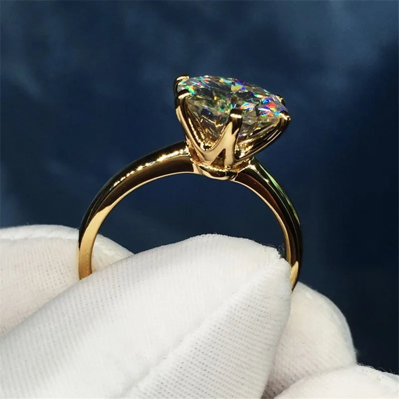 Solitaire 1,5 carat diamant de laboratoire bague en or 24K originale en argent sterling 925, bagues de fiançailles et de mariage pour femmes, bijoux de mariée