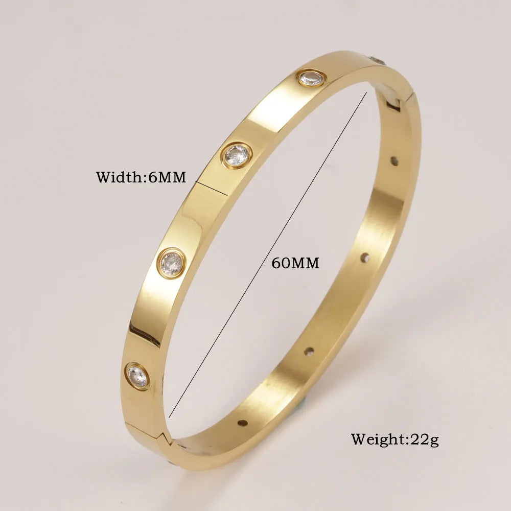 XUANHUA Bracelets Joncs en Acier Inoxydable pour Femmes Bijoux de Mode Breloque Accessoires Bijoux Bracelet en Cristal Aime