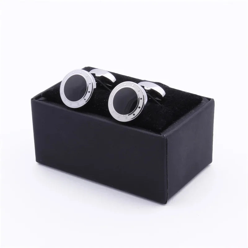 HAWSON Men's 18mm Enamel Cufflinks 2-Color(Navy/Black)Formal Shirt CuffLinks for Business Wedding Luxury Accessory Father's Gift
