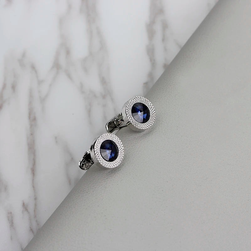 Boutons de Manchette Homme Cône Cristal Bleu Avocat Classique Prisme Bouton de Manchette Designer Haute Qualité Chemise Homme Poignets Fuselés