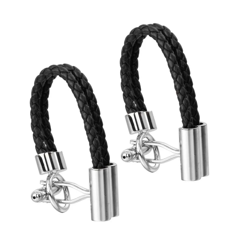 Bouton de manchette de luxe C-MAN noir pour hommes Boutons de manchette de marque Boutons de manchette de haute qualité argentés abotoaduras Bijoux