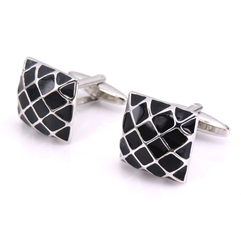 Bouton de manchette de luxe C-MAN noir pour hommes Boutons de manchette de marque Boutons de manchette de haute qualité argentés abotoaduras Bijoux