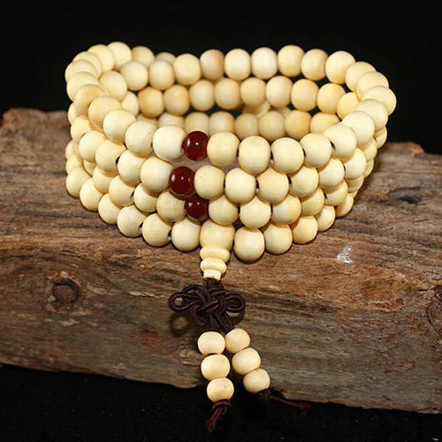 108 Beads 8mm Natural Sandalwood Buddhist Buddha Meditation Beads Bracelet For Women Men Prayer Bead Rosary Hanging Decoration
