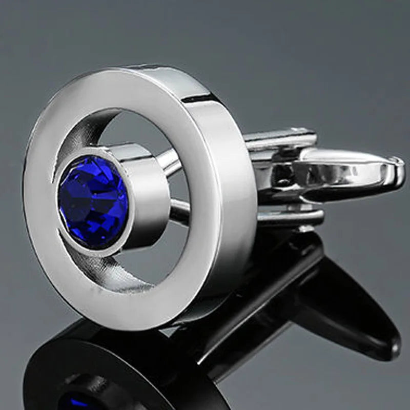 Boutons de manchette ronds en zircon, au design luxueux et inédit, avec gravure à la main, pour chemises françaises haut de gamme pour hommes