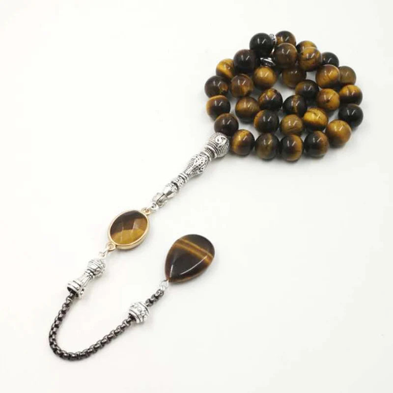Man Tasbih Natural Tiger eye stone Muslim prayer beads islamic Eid Ramadan Guality Gifts rosary 33 45 66 99 beads