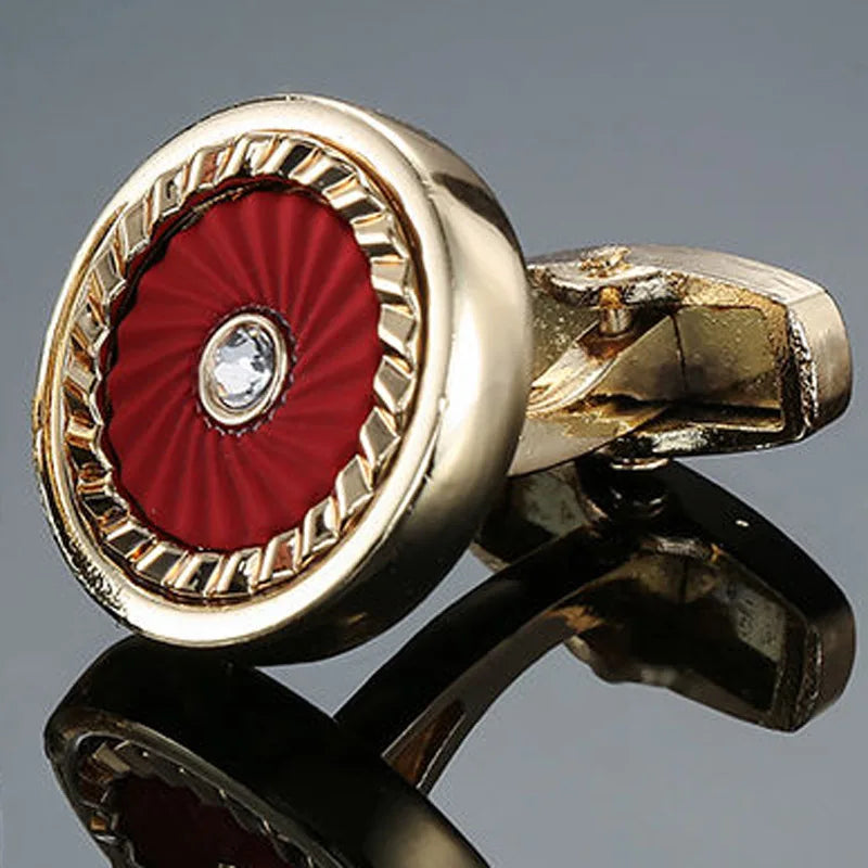 Boutons de manchette ronds en zircon, au design luxueux et inédit, avec gravure à la main, pour chemises françaises haut de gamme pour hommes