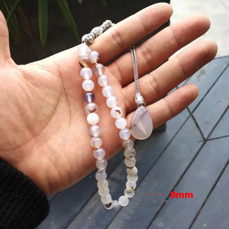 Natural agates stone Tasbih 33 66 99beads Islamic Luxurious rosary men Muslim misbaha gemstone prayer beads bracelets Eid gift