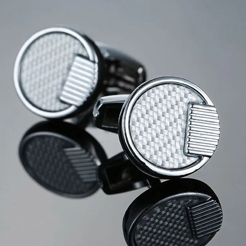 Boutons de manchette ronds en zircon, au design luxueux et inédit, avec gravure à la main, pour chemises françaises haut de gamme pour hommes