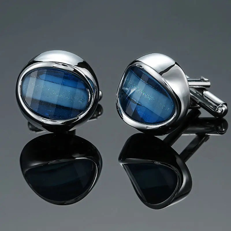 Boutons de manchette ronds en zircon, au design luxueux et inédit, avec gravure à la main, pour chemises françaises haut de gamme pour hommes