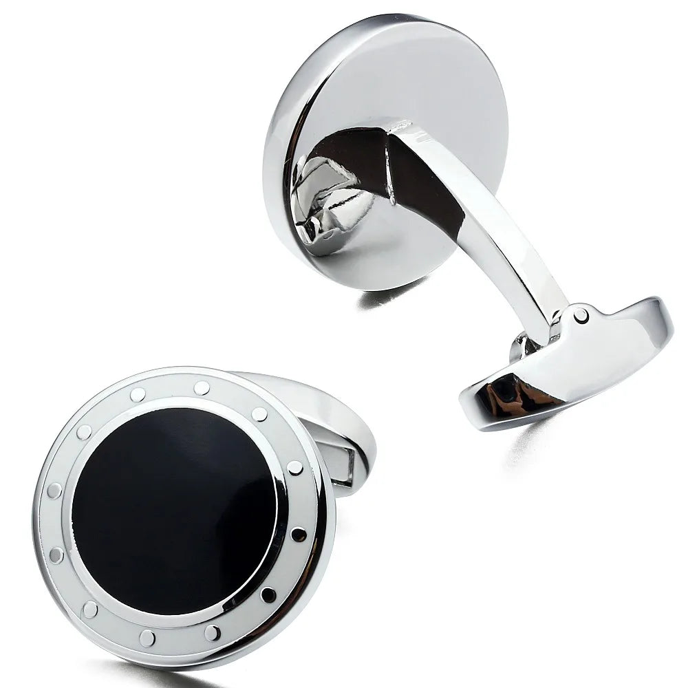 HAWSON Men's 18mm Enamel Cufflinks 2-Color(Navy/Black)Formal Shirt CuffLinks for Business Wedding Luxury Accessory Father's Gift