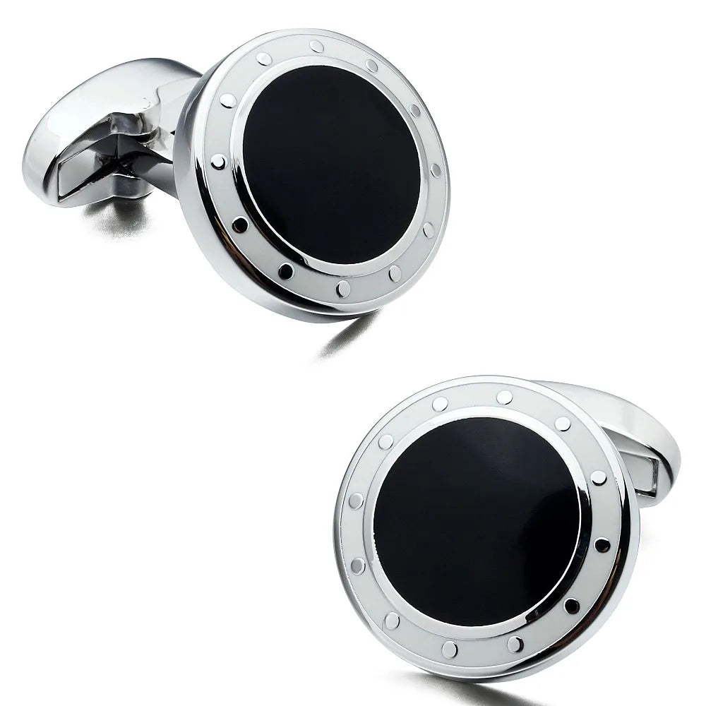 HAWSON Men's 18mm Enamel Cufflinks 2-Color(Navy/Black)Formal Shirt CuffLinks for Business Wedding Luxury Accessory Father's Gift