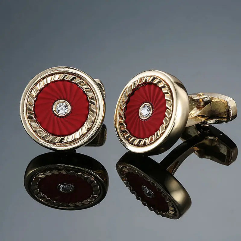 Boutons de manchette ronds en zircon, au design luxueux et inédit, avec gravure à la main, pour chemises françaises haut de gamme pour hommes