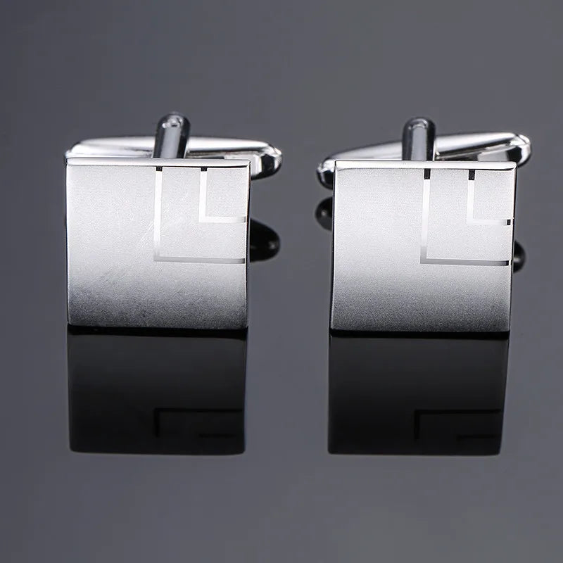 XKZM Nouvelle marque de bijoux de luxe Boutons de manchette carrés gravés au laser en métal Boutons de manchette pour chemises d'hommes Livraison directe