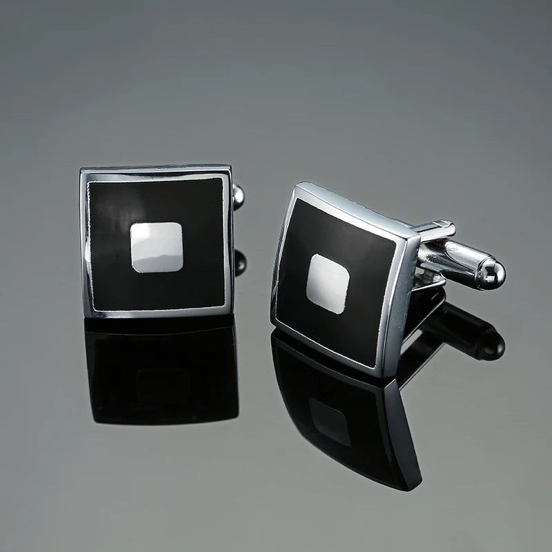 Boutons de manchette chemise française classique Émail rouge bleu noir peint à la main de haute qualité boutons en métal accessoires vestimentaires pour hommes bijoux