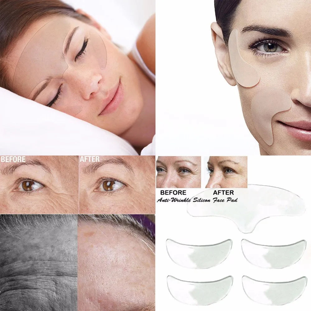 Patchs réutilisables anti-rides pour les yeux, le menton et le front, 100 % silicone de qualité médicale, invisibles pour le lifting du visage