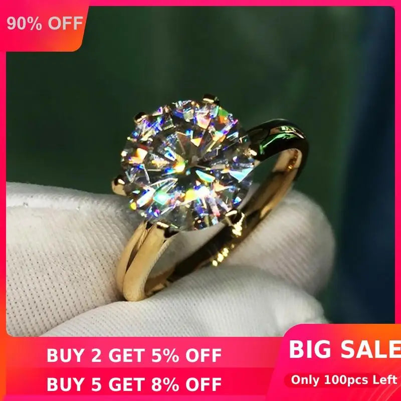 Solitaire 1,5 carat diamant de laboratoire bague en or 24K originale en argent sterling 925, bagues de fiançailles et de mariage pour femmes, bijoux de mariée