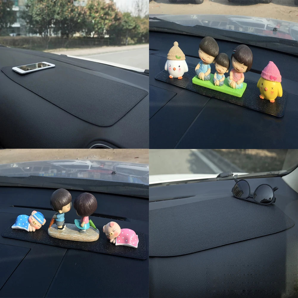 Grand long tableau de bord de voiture tapis collant antidérapant en cuir PU tapis de gel magique antidérapant style de voiture pour téléphone clé GPS support de tablette