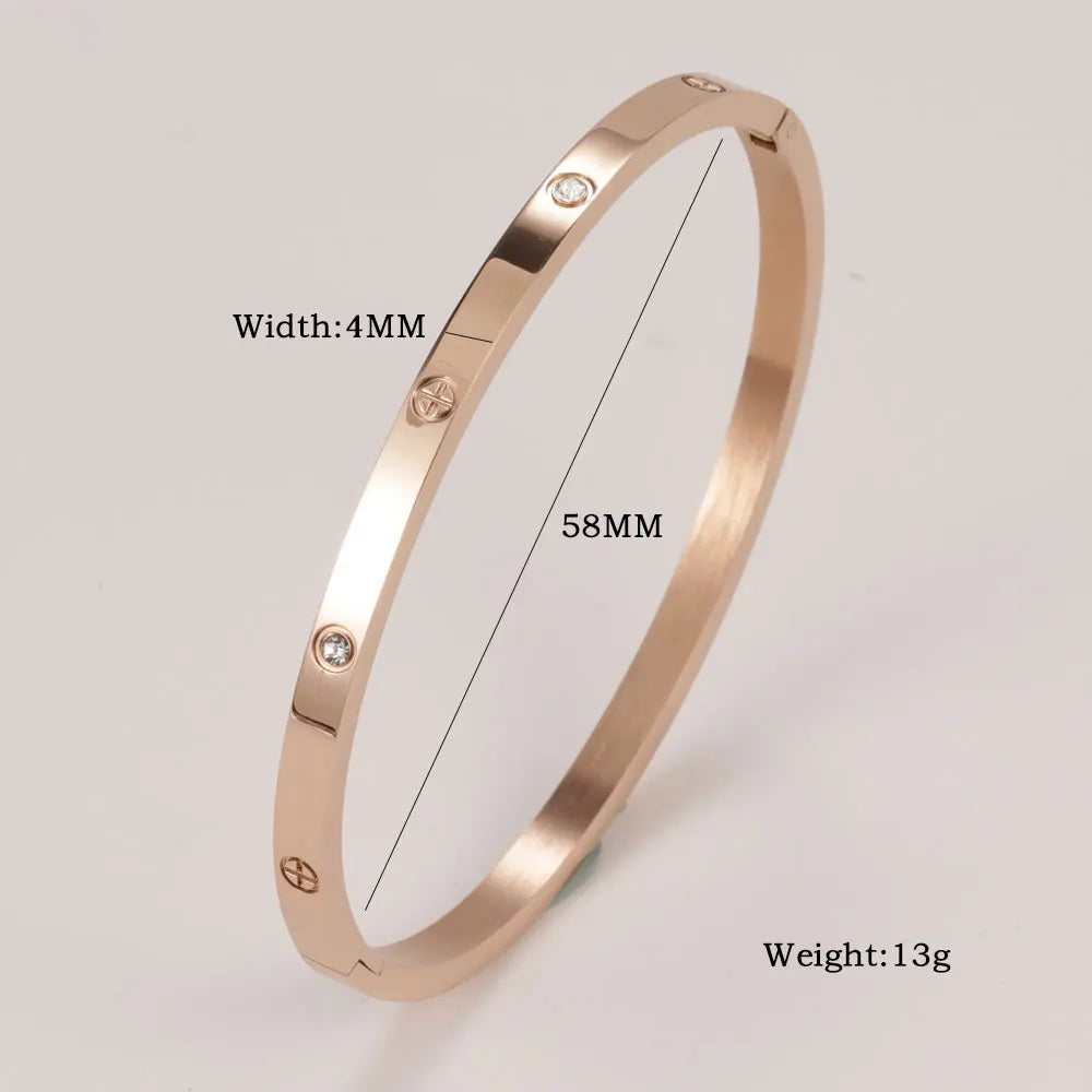 XUANHUA Bracelets Joncs en Acier Inoxydable pour Femmes Bijoux de Mode Breloque Accessoires Bijoux Bracelet en Cristal Aime