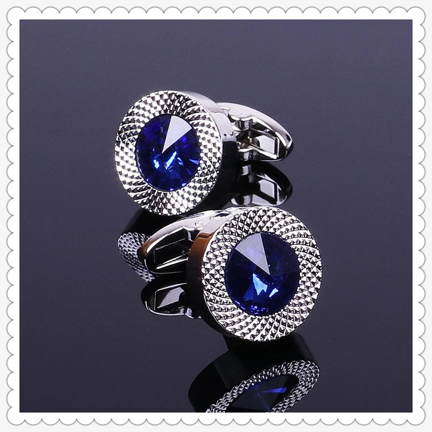 Boutons de Manchette Homme Cône Cristal Bleu Avocat Classique Prisme Bouton de Manchette Designer Haute Qualité Chemise Homme Poignets Fuselés