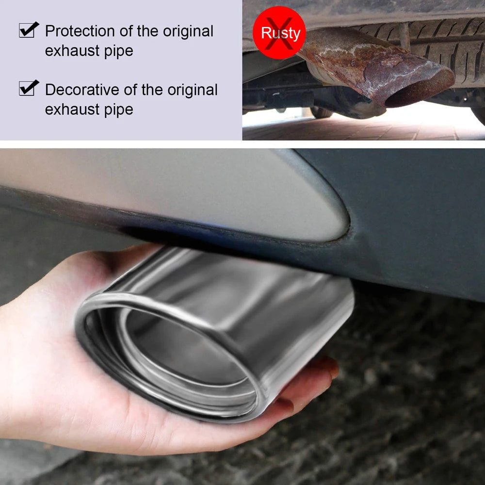 Universal Stainless Steel Car Exhaust Tail Muffler Tip Pipe -Adjustable Fit Pipes Diameter 1.5 inch to 2.25 inch (3.81cm-5.7cm)