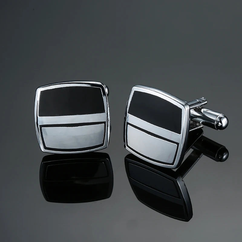 Boutons de manchette chemise française classique Émail rouge bleu noir peint à la main de haute qualité boutons en métal accessoires vestimentaires pour hommes bijoux