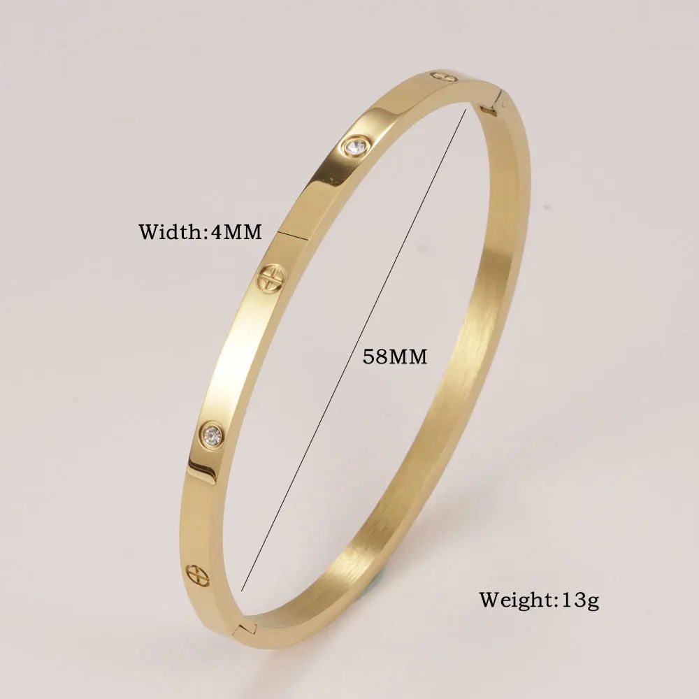 XUANHUA Bracelets Joncs en Acier Inoxydable pour Femmes Bijoux de Mode Breloque Accessoires Bijoux Bracelet en Cristal Aime