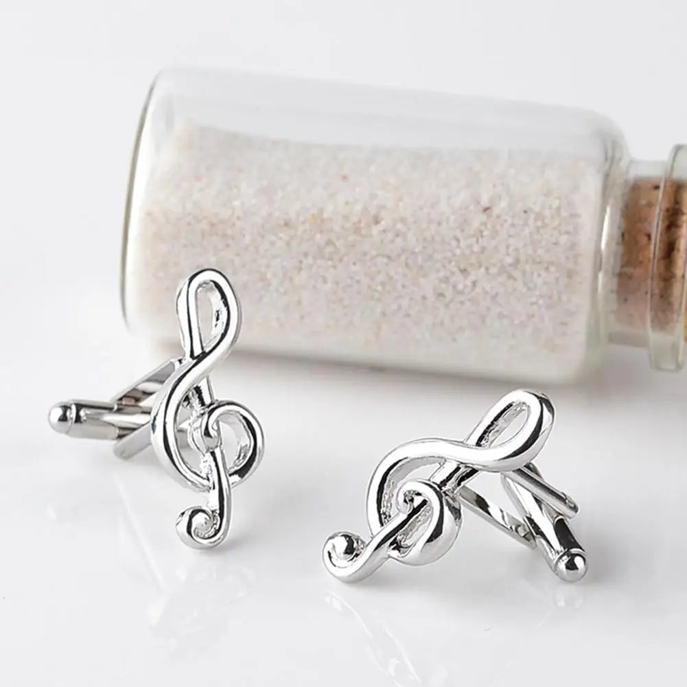 1pc Mode Hommes Boutons de Manchette Argenté Musique Note Chemise Boutons de Manchette Hommes Bijoux Bouton de Manchette Cadeau D'affaires Mariage Bouton Cadeau