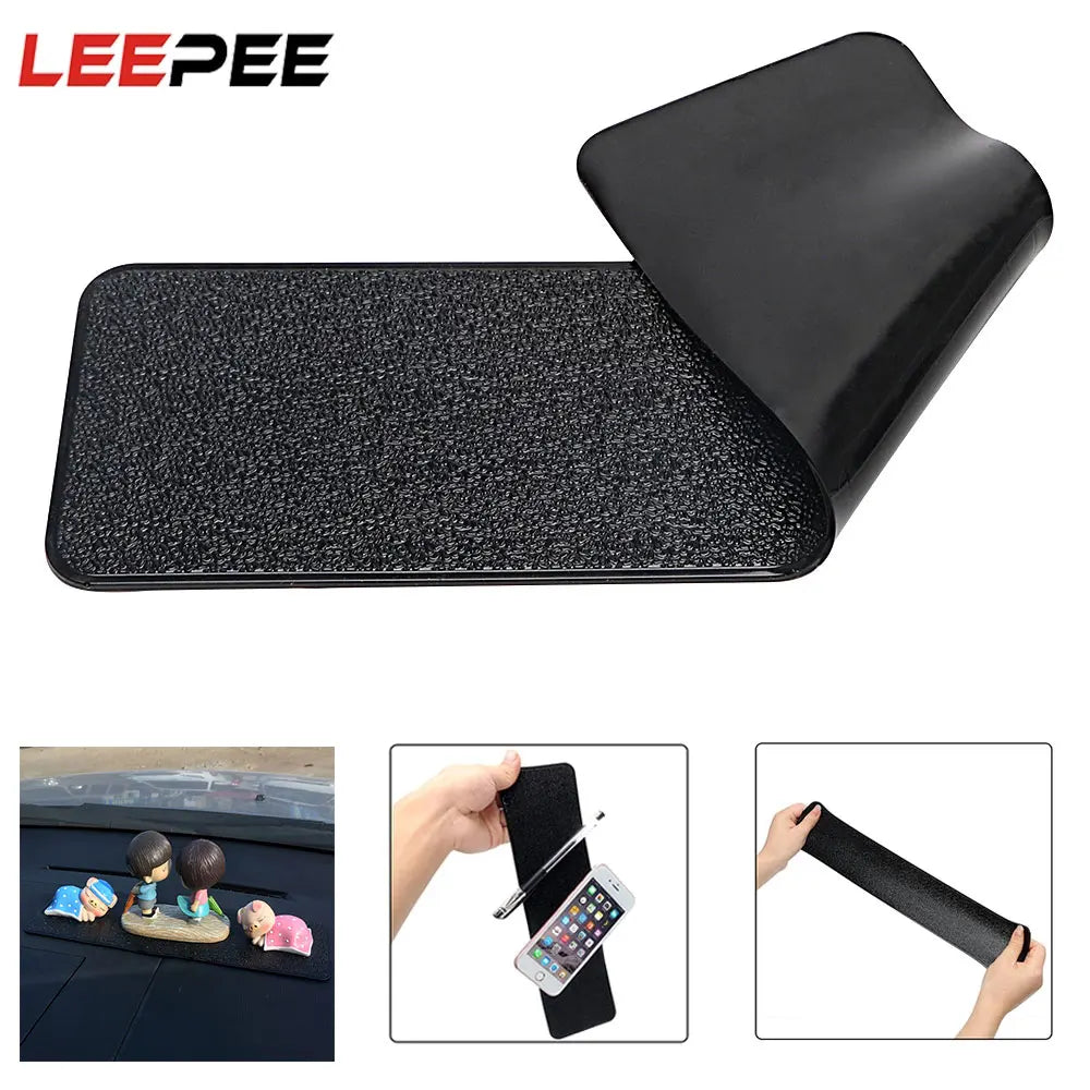 Grand long tableau de bord de voiture tapis collant antidérapant en cuir PU tapis de gel magique antidérapant style de voiture pour téléphone clé GPS support de tablette